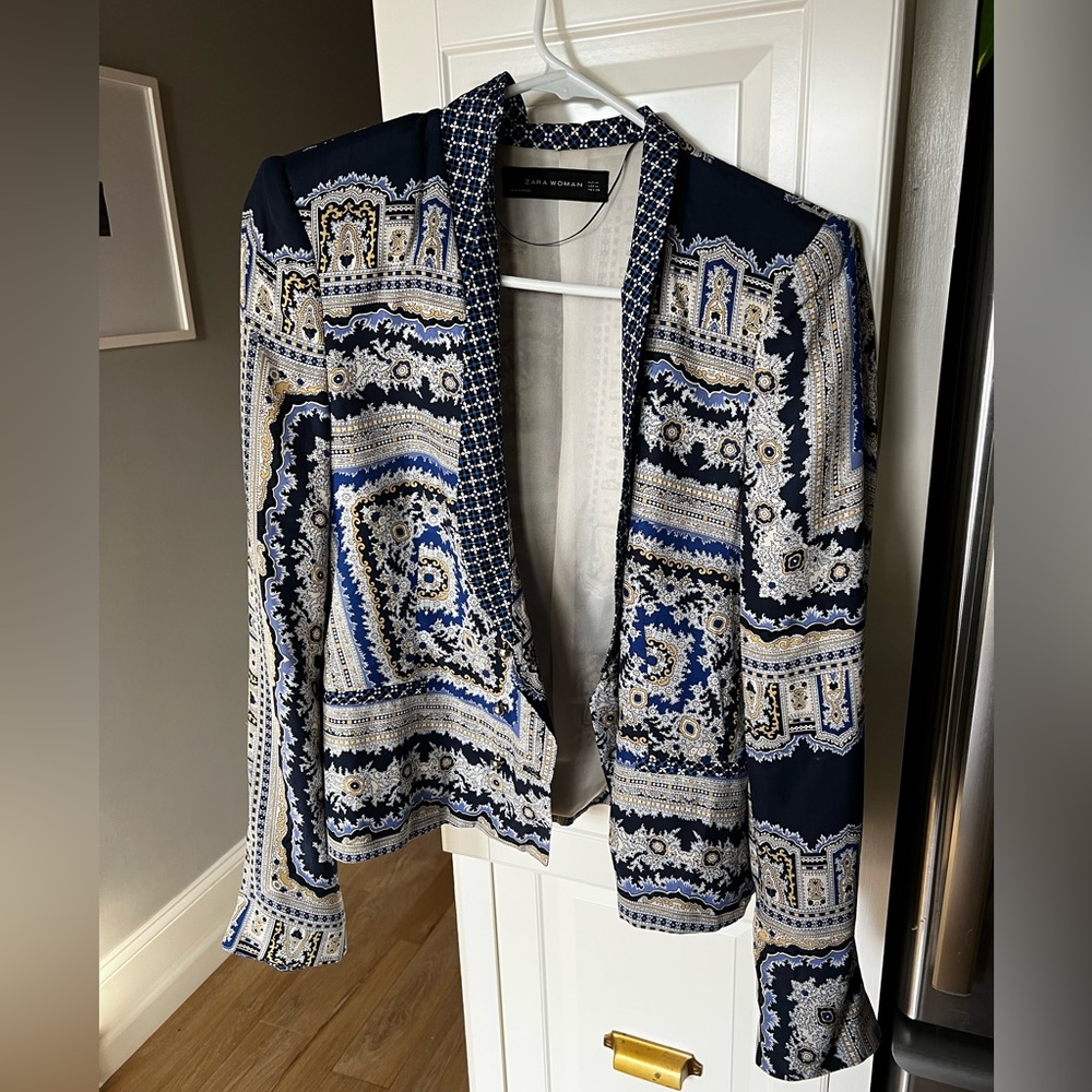 Zara Silk Printed Blazer